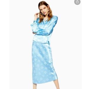 Floral Jacquard Satin Slip Skirt - Topshop - US 4